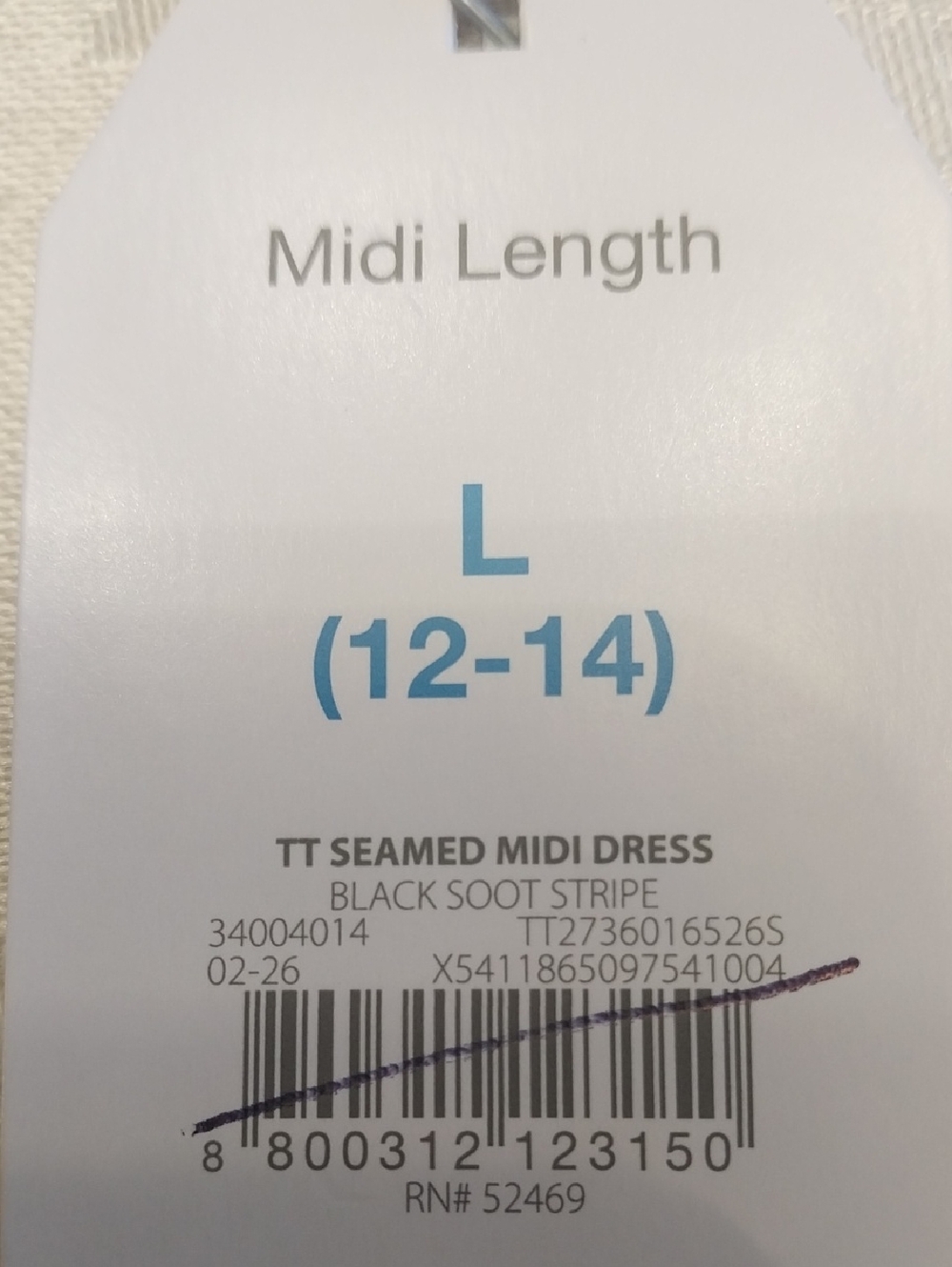 Time & Tru NWT Seamed Midi Dress Cotton Size Large 12/14 Grey Black Stripes Chic - Picture 7 of 12